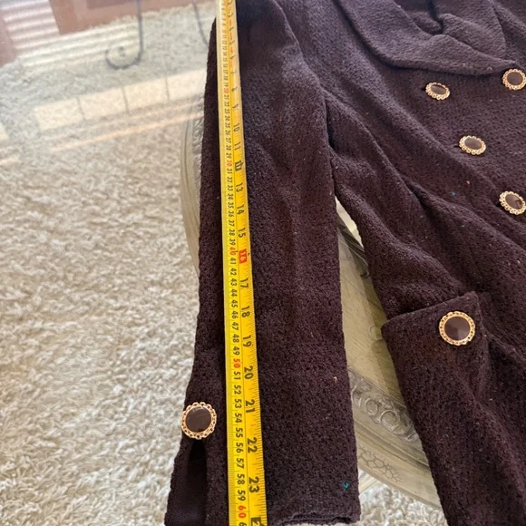 St John Collection Vintage Tweed Brown Speckle Knit Double Breasted Pea Coat 10 - Picture 8 of 10